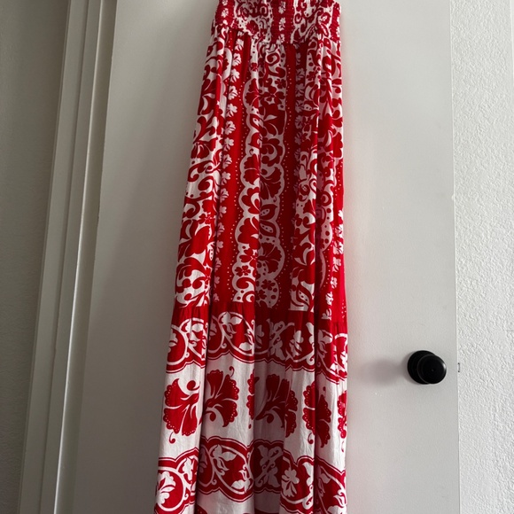 Jopra Red & White Floral Linen Blend Maxi Dress – Size M (NWT) - Picture 4 of 10